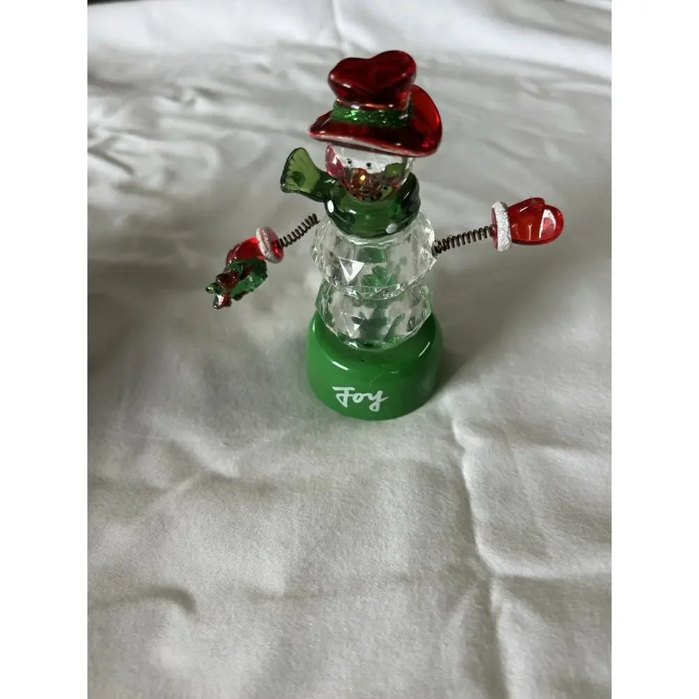 Snowman Ornament Coil Metal Movable Arms Legs - Acrylic - lights - not tested
